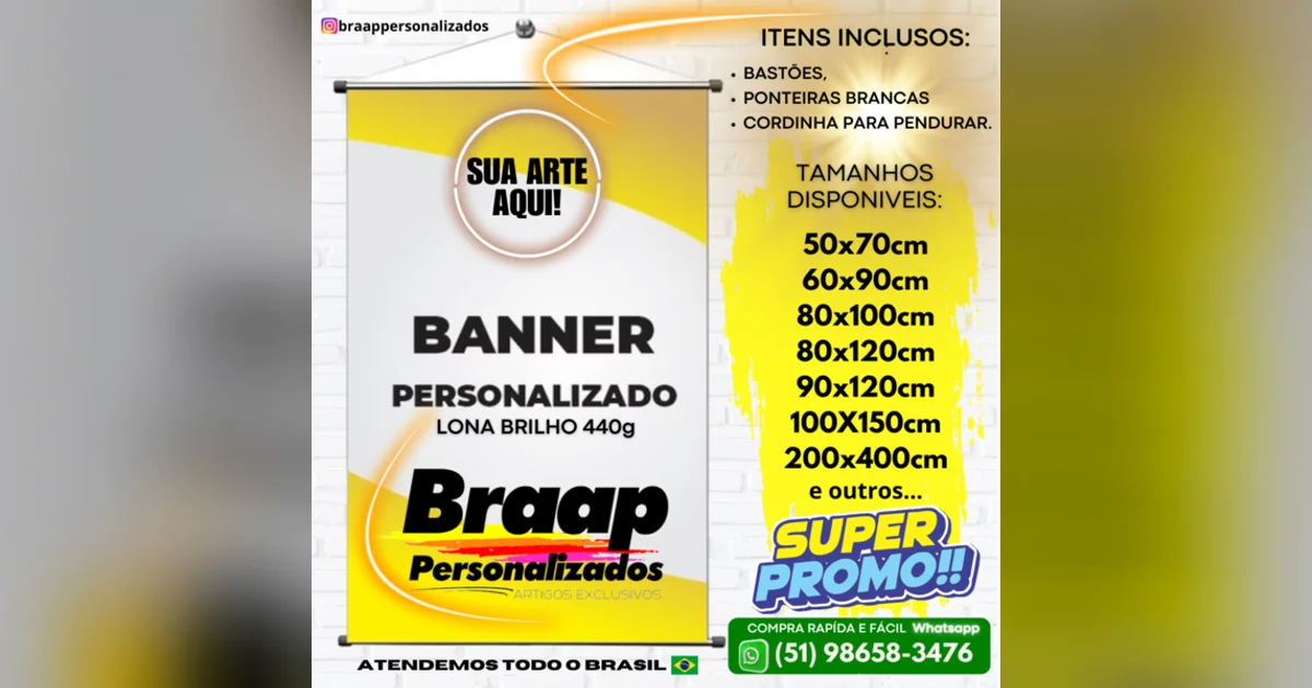 BANNER PERSONALIZADO COM SUA LOGO MARCA ARTE