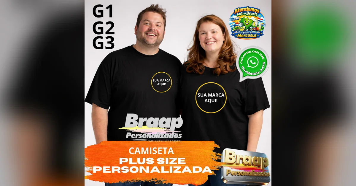Camisetas Plus Size Personalizadas com Logo | Alta Qualidade