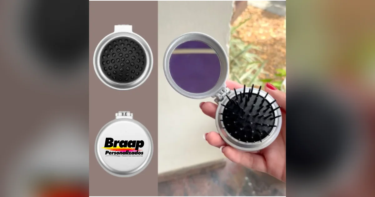 Escova de Cabelo com Espelho Personalizada | Brinde