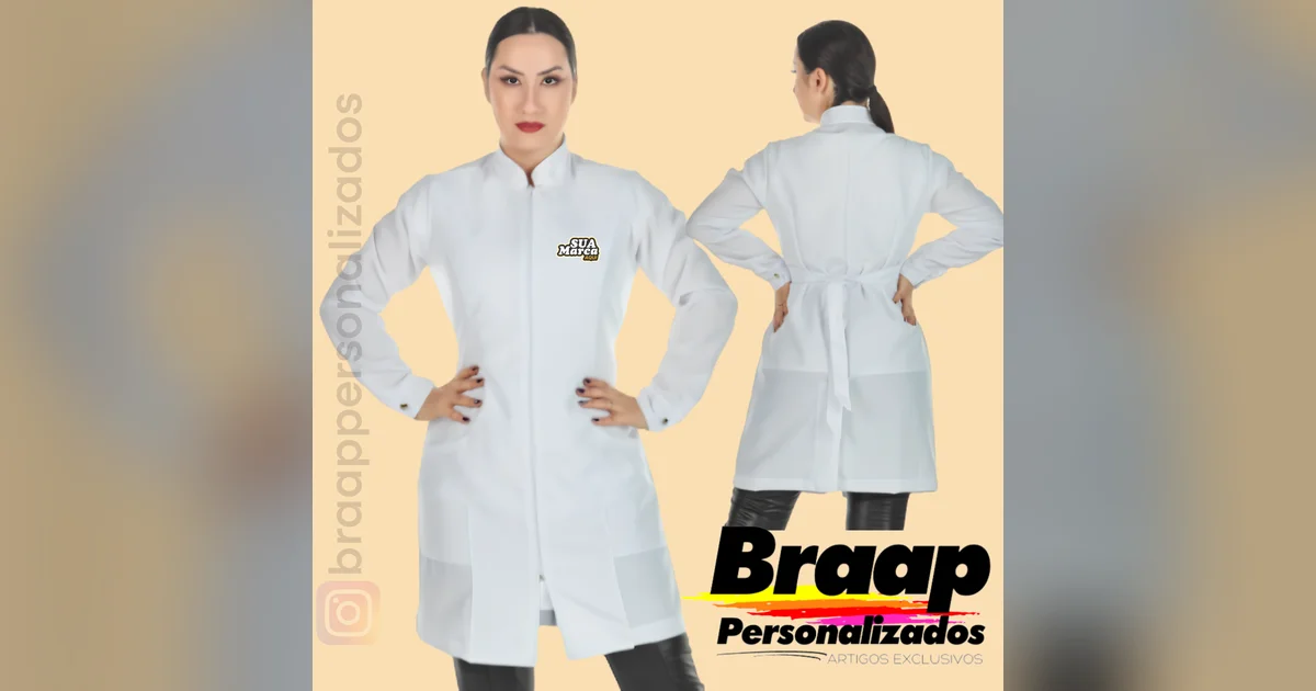 Jaleco Feminino Acinturado  Personalizado com a sua logo 
